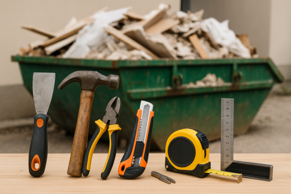 descarte de entulho e resíduos de construção